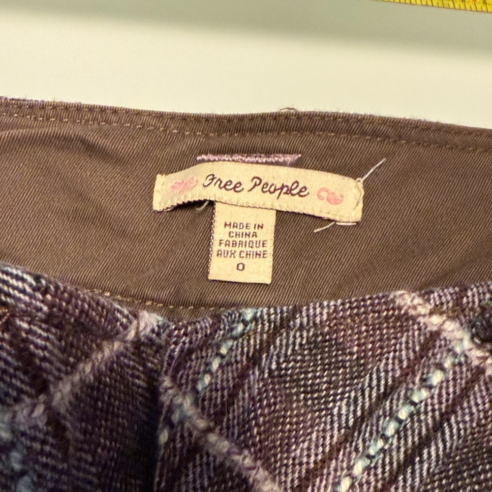 Free People Women’s Mauve Wool Blend Plaid Trousers Size 0 - Picture 10 of 13